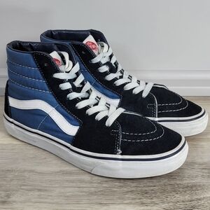 Vans Men's Black and Blue High-Top Sneakers